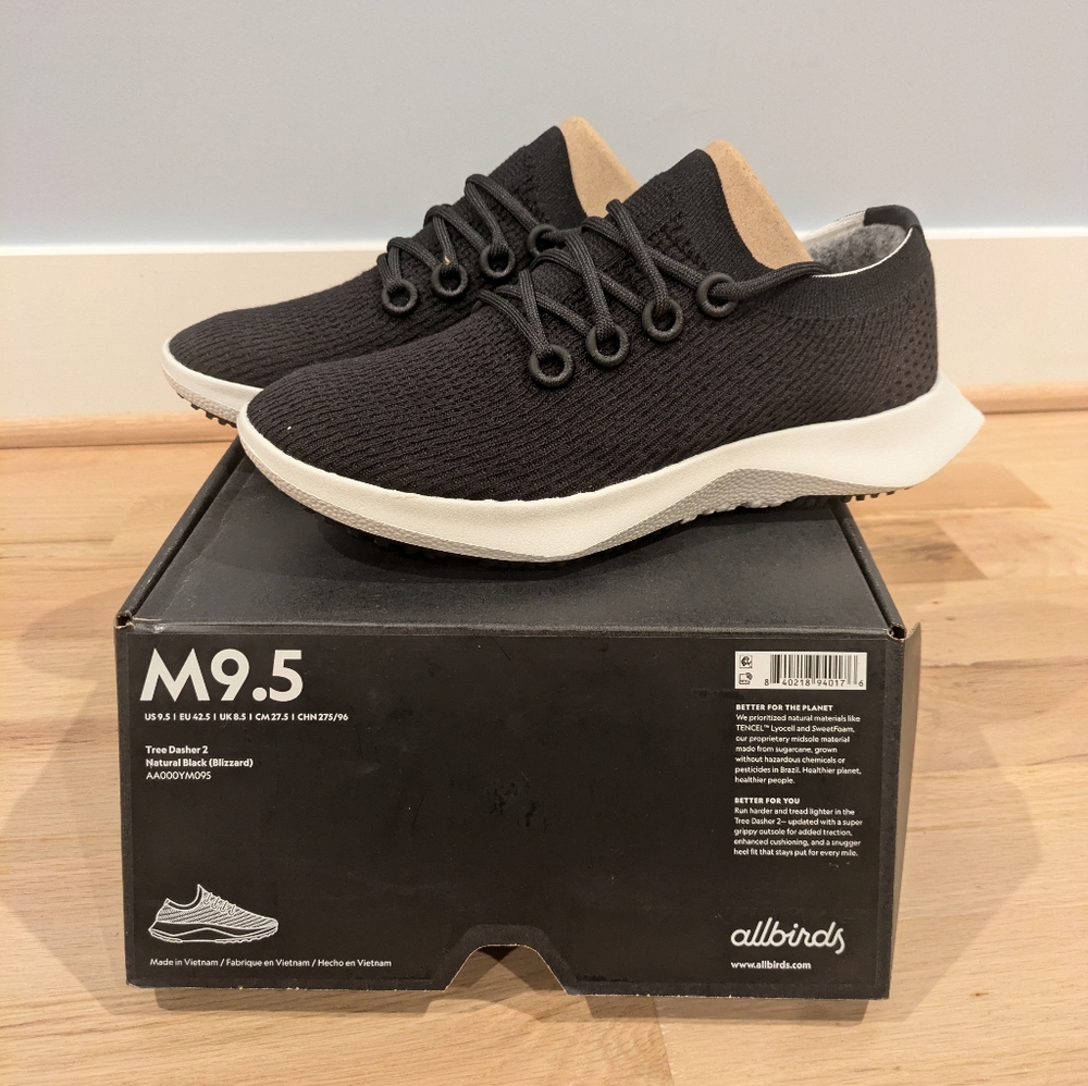 Allbirds M 9.5 Tree Dasher 2, Natural Black (Blizzard)
